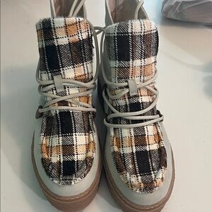 Hush Puppies Plaid Winter Boots - Black, White, Brown